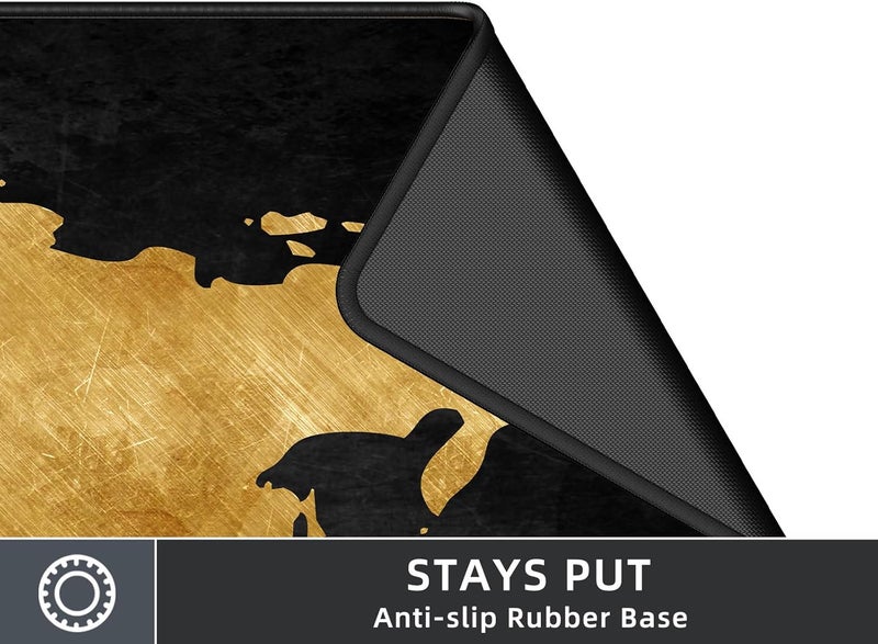 Rinaze Mouse Pad Desk Mat, Multifunctional Large Gaming Mousepad, Office Desk Pad with Washable Durable Design, Keyboard Pad in Black World Map - Image 4